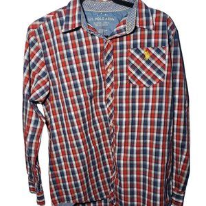 NICE MENS US POLO ASSN RED PLAID LONG SLEEVE BUTTON UP SHIRT MENS Size 18